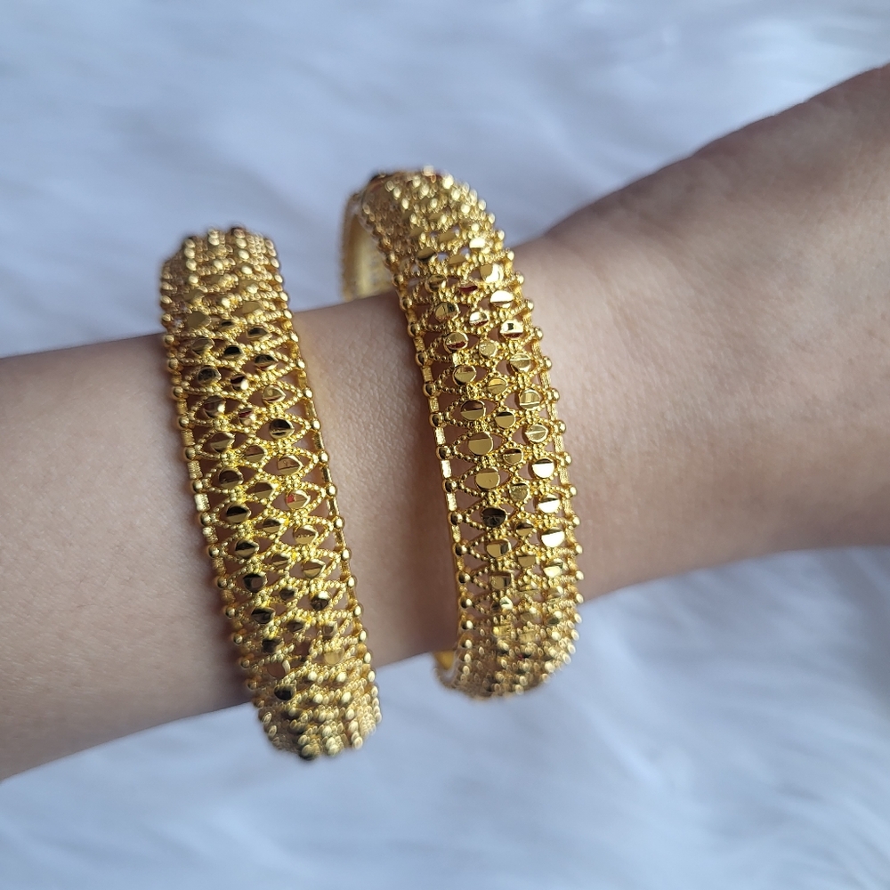 24K Gold plated Bracelet Bangle Elegant Bridal Jewelry Set